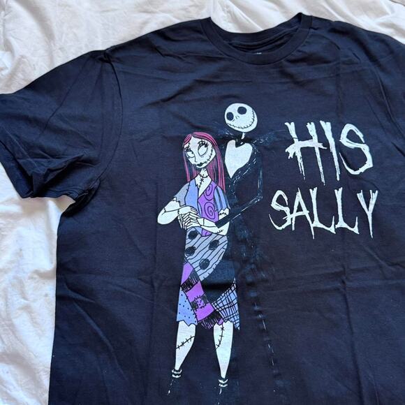 Nightmare before christmas black graphic tee sz L his Sally emo hot topic whimsi - Picture 3 of 8